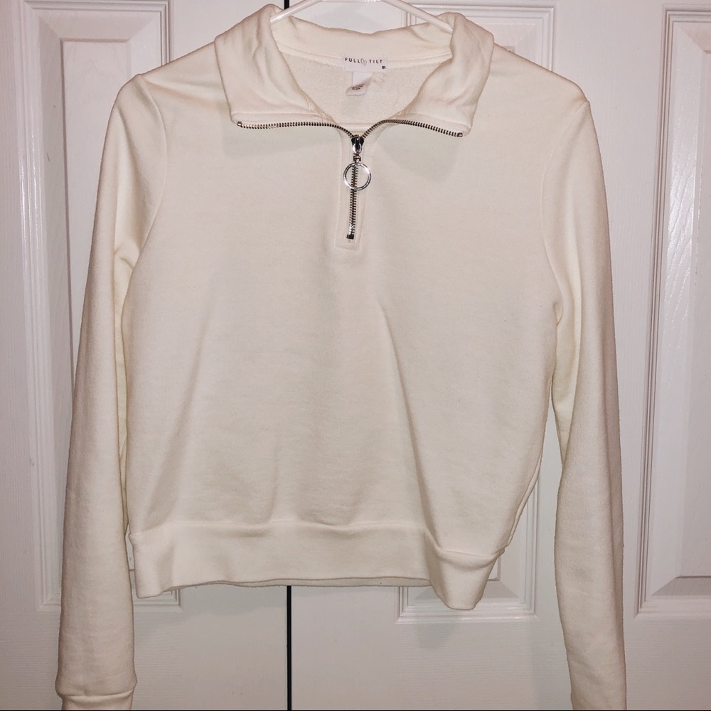 White collard half zip